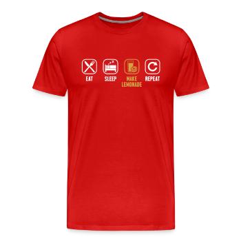 Manger dormir Faire de la limonade Répéter la limonade - T-shirt bio Premium Homme - rouge - Devant - Damien (186cm)
