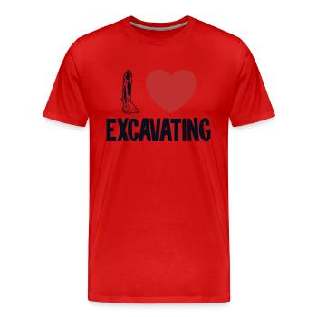 I love Excavating Crawler Excavator - Men's Premium Organic T-Shirt - red - Front - Damien (186cm)