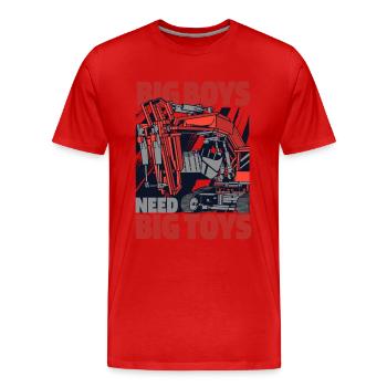 Big Boys Need Big Toys Crawler Excavator - Men's Premium Organic T-Shirt - red - Front - Damien (186cm)