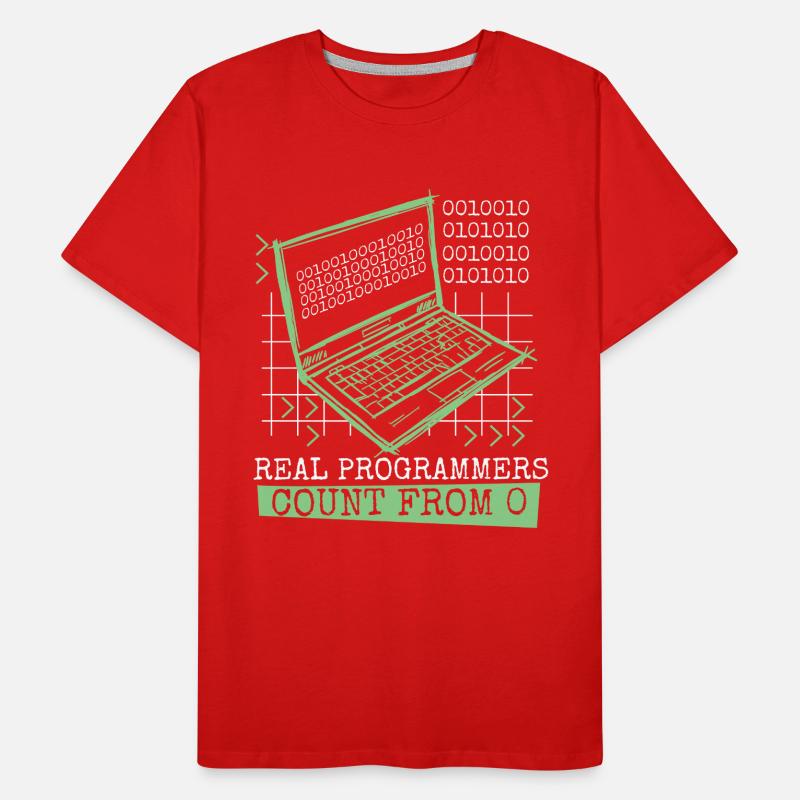 Real Programmers Count From 0 Developer Coder Männer Premium Bio T-Shirt