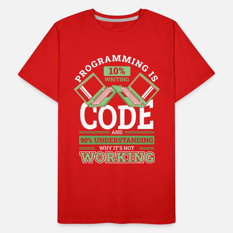 Programming 10% Writing 90% Not Working Coder Men's Premium Organic T-Shirt