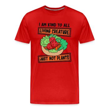 Ich bin nett zu allen Lebewesen Veganer Veganer - Männer Premium Bio T-Shirt - Rot - Vorne - Damien (186cm)