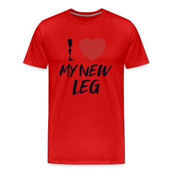 Ich liebe mein neues Beinprothesen-Benutzerbein - Männer Premium Bio T-Shirt - Rot - Vorne - Damien (186cm)