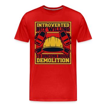 Introverti mais prêt à discuter de la maison - T-shirt bio Premium Homme - rouge - Devant - Damien (186cm)