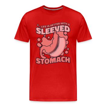La vie est meilleure avec un estomac gainé gastrique - T-shirt bio Premium Homme - rouge - Devant - Damien (186cm)