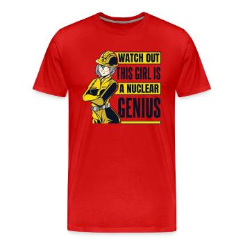 Dieses Mädchen ist ein nukleares Genuis Energy Nuclear - Männer Premium Bio T-Shirt - Rot - Vorne - Damien (186cm)