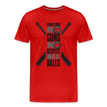 Pas d’armes à feu Pas de respect Toutes les balles Garde de prison - T-shirt bio Premium Homme - rouge - Devant - Damien (186cm)