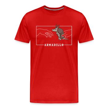 Michelangelo Création d’Adam Armadillo Rose - T-shirt bio Premium Homme - rouge - Devant - Damien (186cm)