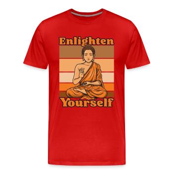 Illuminez-vous Statue bouddhiste symbole prêtre - T-shirt bio Premium Homme - rouge - Devant - Damien (186cm)