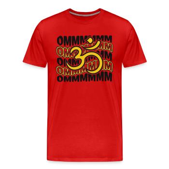 Ommmm Symbole Bouddhiste Statue Prêtre Bouddhisme - T-shirt bio Premium Homme - rouge - Devant - Damien (186cm)