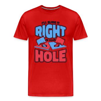 Glissez-le directement dans votre trou Pouf Plateaux de jeu - T-shirt bio Premium Homme - rouge - Devant - Damien (186cm)