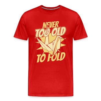 Jamais trop vieux pour plier hibou grue en papier pliage - T-shirt bio Premium Homme - rouge - Devant - Damien (186cm)