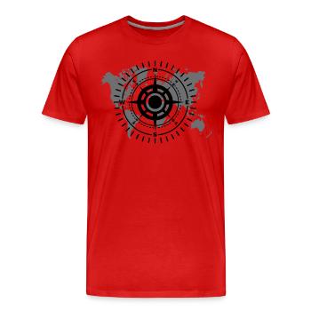 World map with cardinal direction black and white - Men's Premium Organic T-Shirt - red - Front - Damien (186cm)
