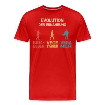 Vegan Veganer Veganismus Veggie Evolution Geschenk - Männer Premium Bio T-Shirt - Rot - Vorne - Damien (186cm)