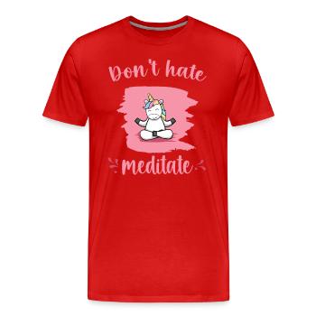 Licorne Méditation Relaxation Yoga Cadeau - T-shirt bio Premium Homme - rouge - Devant - Damien (186cm)