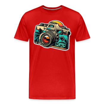 Appareil photo de style rétro - T-shirt bio Premium Homme - rouge - Devant - Damien (186cm)