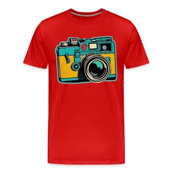 Kamera im Retro-Stil - Männer Premium Bio T-Shirt - Rot - Vorne - Damien (186cm)