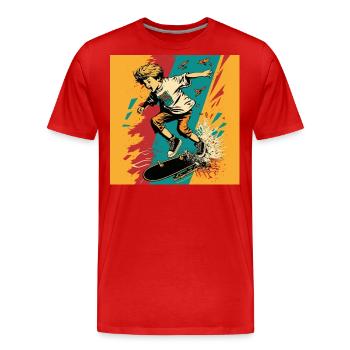 Garçon patineur - T-shirt bio Premium Homme - rouge - Devant - Damien (186cm)