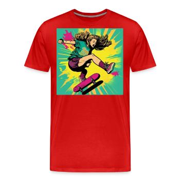 Skater Girl - Men's Premium Organic T-Shirt - red - Front - Damien (186cm)