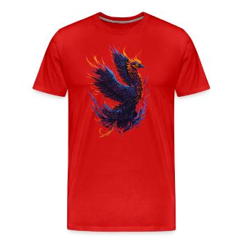 Oiseau phénix mythique avec flammes - T-shirt bio Premium Homme - rouge - Devant - Damien (186cm)