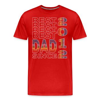 Meilleur papa du monde depuis 2012 Fête des pères Anniversaire - T-shirt bio Premium Homme - rouge - Devant - Damien (186cm)