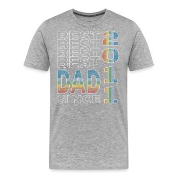 Meilleur papa du monde depuis 2011 Fête des pères Anniversaire - T-shirt bio Premium Homme - gris chiné - Devant - Damien (186cm)