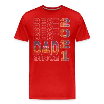 Meilleur papa du monde depuis 2021 Fête des pères Anniversaire - T-shirt bio Premium Homme - rouge - Devant - Damien (186cm)