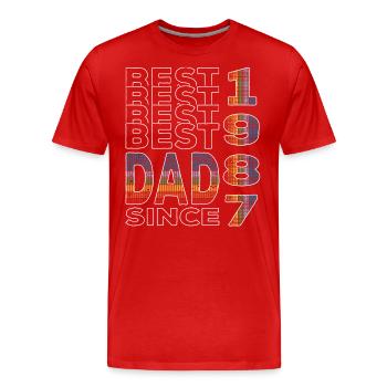 Bester Papa der Welt seit 1987 Vatertag - Männer Premium Bio T-Shirt - Rot - Vorne - Damien (186cm)