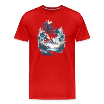 Peinture à l’aquarelle Tropical Paradise - T-shirt bio Premium Homme - rouge - Devant - Damien (186cm)