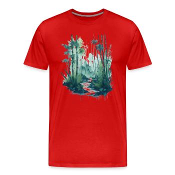 watercolor bamboo painting - Men's Premium Organic T-Shirt - red - Front - Damien (186cm)