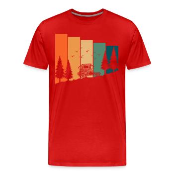 Camping et camping dans une tente de toit - dictons - T-shirt bio Premium Homme - rouge - Devant - Damien (186cm)