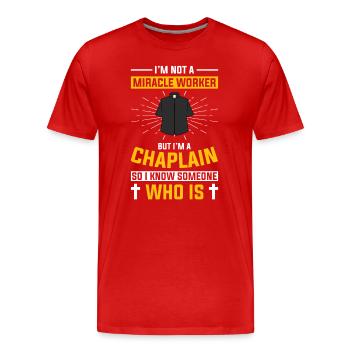 Aumônier Pasteur - T-shirt bio Premium Homme - rouge - Devant - Damien (186cm)