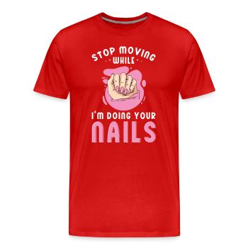 Nail Tech Manicure Nail Technician - Men's Premium Organic T-Shirt - red - Front - Damien (186cm)