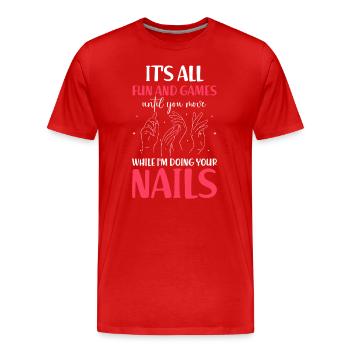 Nail Tech Manicure Nail Technician - Men's Premium Organic T-Shirt - red - Front - Damien (186cm)