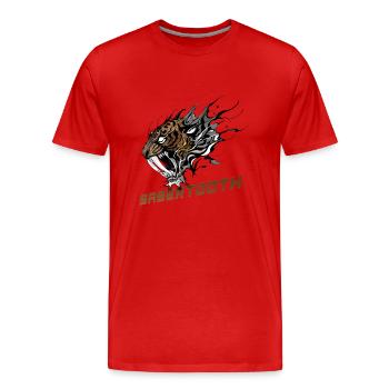 Wilder Säbelzahntiger - Männer Premium Bio T-Shirt - Rot - Vorne - Damien (186cm)