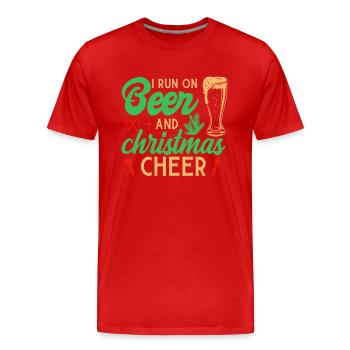 Bière et dictons amusants de l’Avent de Noël - T-shirt bio Premium Homme - rouge - Devant - Damien (186cm)