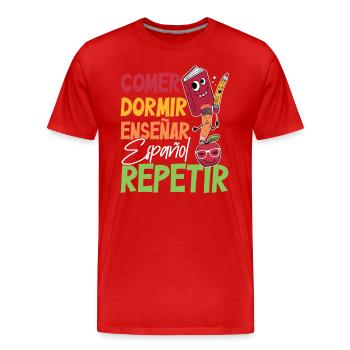 Spanish Teacher Maestra Bilingual Teacher - Men's Premium Organic T-Shirt - red - Front - Damien (186cm)
