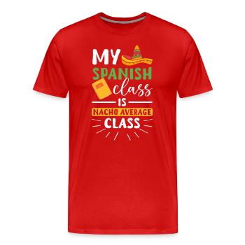 Professeur d’espagnol Maestra Professeur bilingue - T-shirt bio Premium Homme - rouge - Devant - Damien (186cm)