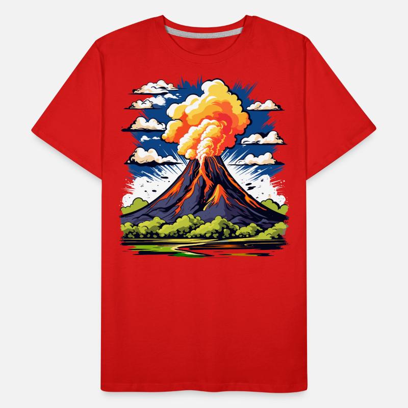 active volcano with ash cloud and lava flows Men's Premium Organic T-Shirt