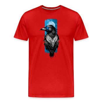 Mondbote: Rabe in der Mondnacht - Männer Premium Bio T-Shirt - Rot - Vorne - Damien (186cm)