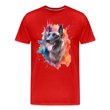 Malinois Hundekopf - Männer Premium Bio T-Shirt - Rot - Vorne - Damien (186cm)