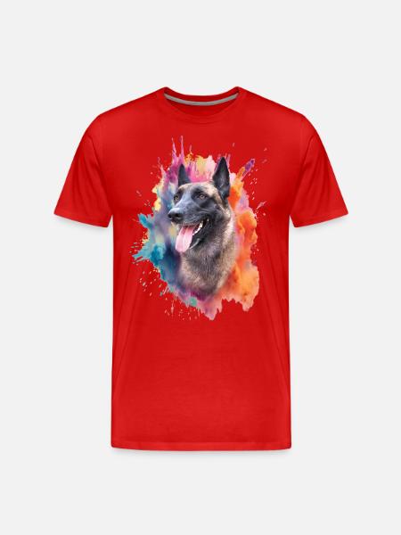 Malinois Dog Head - Men's Premium Organic T-Shirt - red