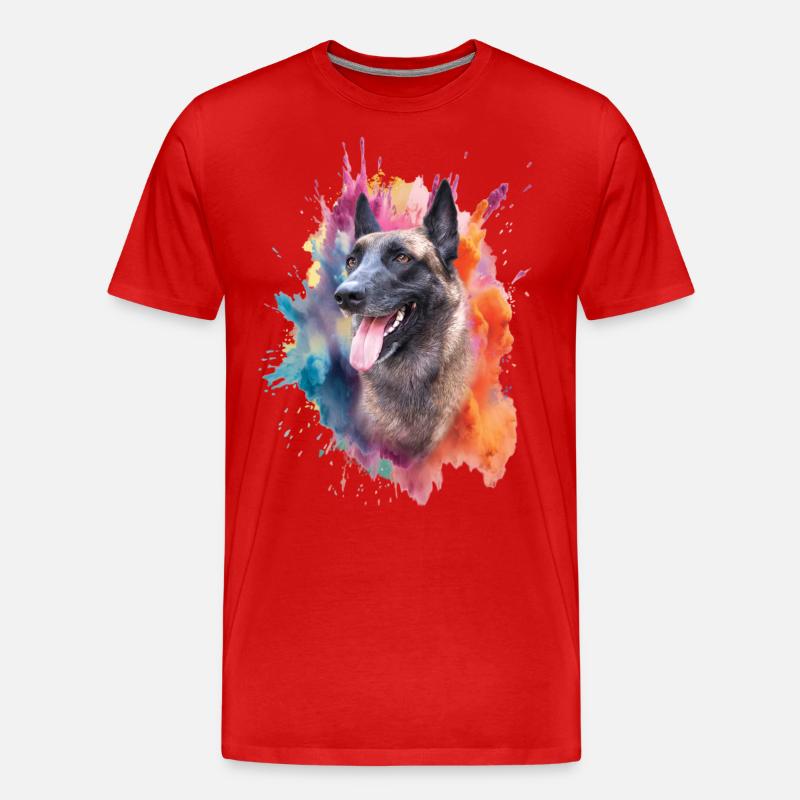 Malinois Hundekopf - Männer Premium Bio T-Shirt - Rot