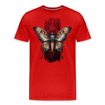 Eleganter Nachtfalter mit orangefarbenen Flügeln - Männer Premium Bio T-Shirt - Rot - Vorne - Damien (186cm)