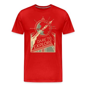 Wage Dich Ins Unbekannte Zu Erforschen - Männer Premium Bio T-Shirt - Rot - Vorne - Damien (186cm)