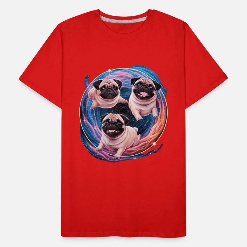 Aventure du carlin de l’espace - Galactic Friends T-shirt bio Premium Homme