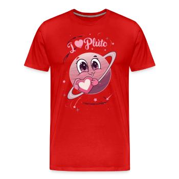 J’adore la planète naine Pluton - T-shirt bio Premium Homme - rouge - Devant - Damien (186cm)