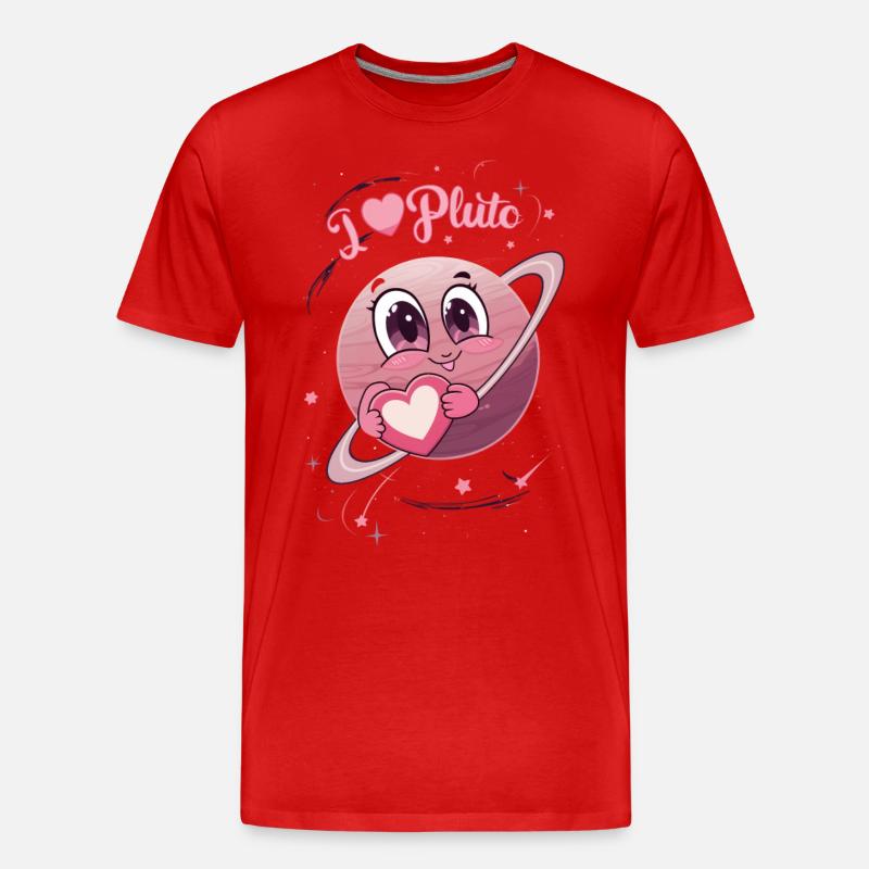 Ich Liebe Den Zwergplaneten Pluto - Männer Premium Bio T-Shirt - Rot