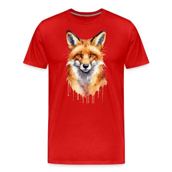 Playful Fox Watercolor - Men's Premium Organic T-Shirt - red - Front - Damien (186cm)