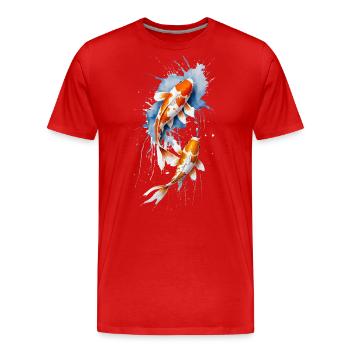 Harmonisches Koi Duo - Aquarell Aquatisch - Männer Premium Bio T-Shirt - Rot - Vorne - Damien (186cm)